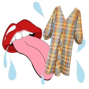 GANNI Seersucker Check Midi Dress Size EU 40